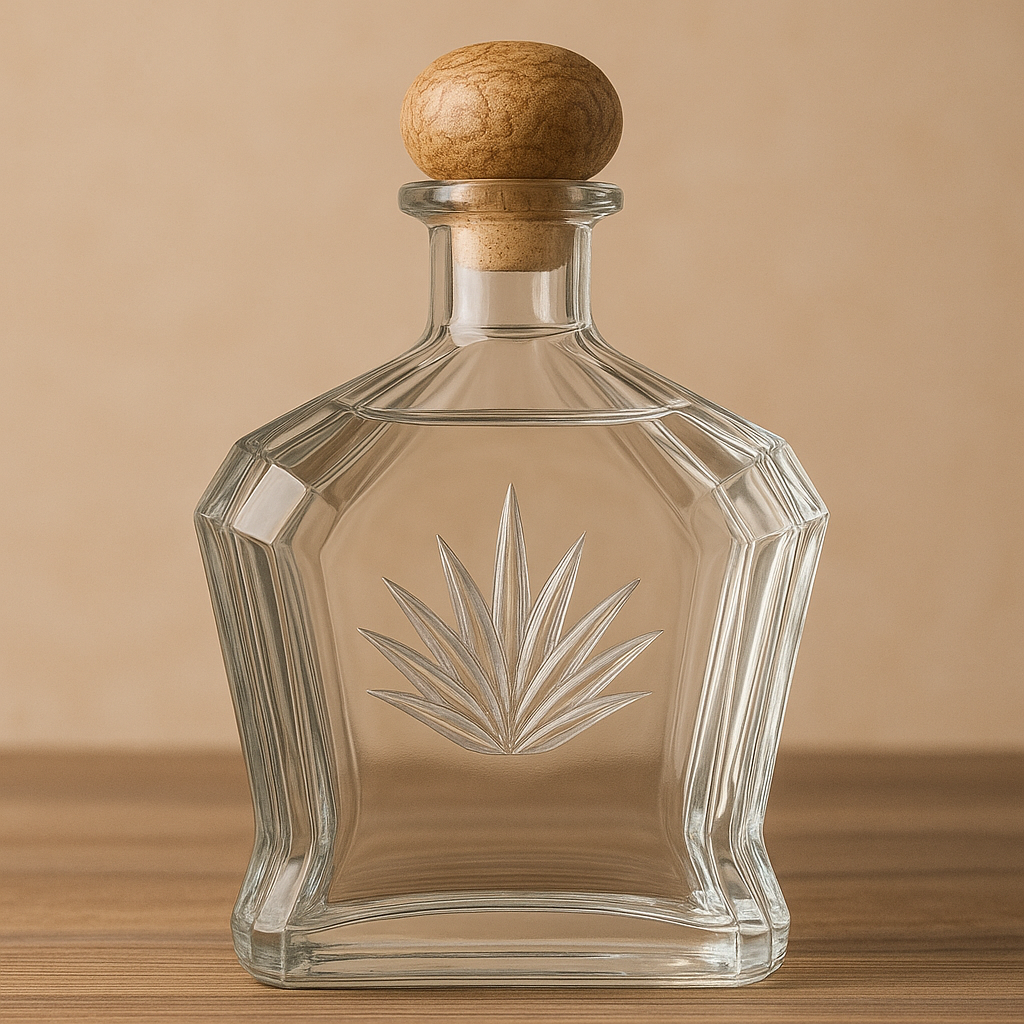 Botella de Vidrio Premium para Tequila – Diseño Agave 750 ml